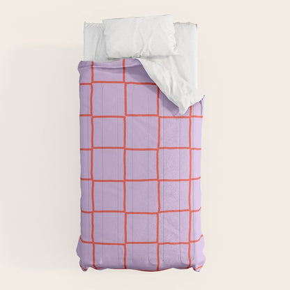 Red + Lavender Plaid Checker Comforter Gallery Image 5