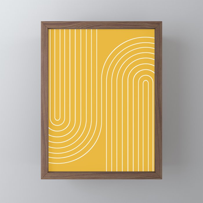 Minimal Line Curvature VIII Golden Yellow Mid Century Modern Arch Abstract Mini Art Print Gallery Image 2