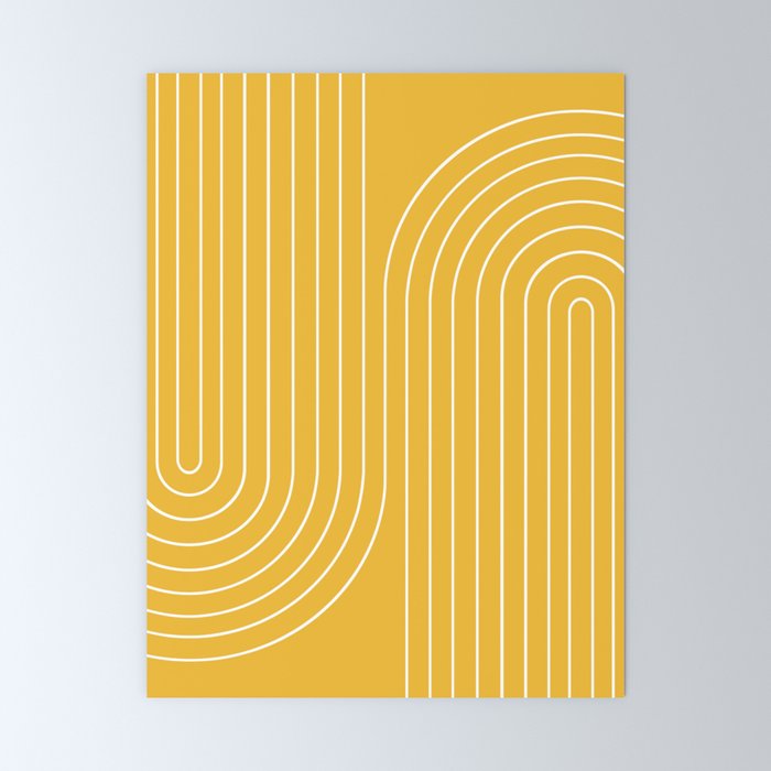 Minimal Line Curvature VIII Golden Yellow Mid Century Modern Arch Abstract Mini Art Print Gallery Image 6