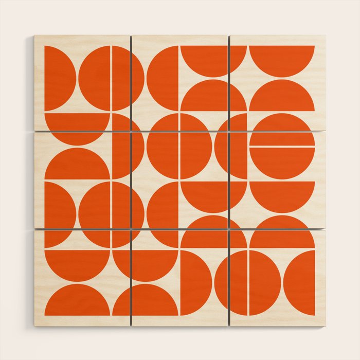 Mid Century Modern Geometric 04 Orange Wood Wall Art Gallery Image 2