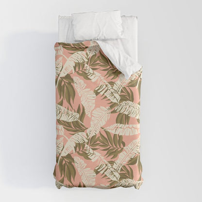Jungle Leaf Coral Pink Duvet Cover Gallery Image 5