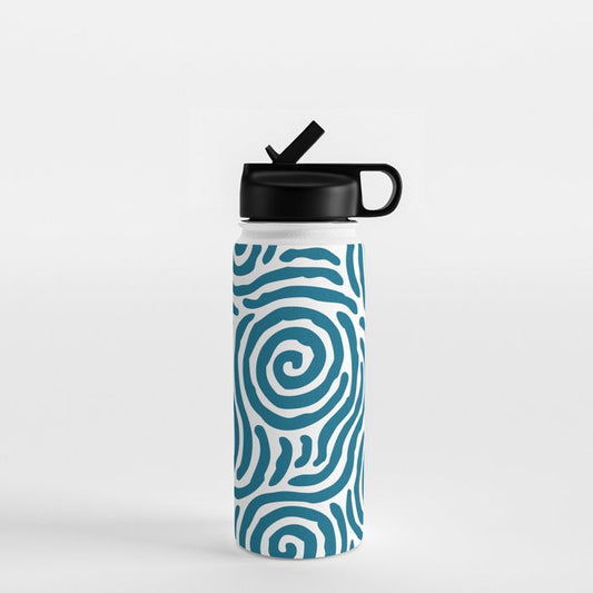 Ripple Effect Pattern Peacock Blue Water Bottle Gallery Image 1