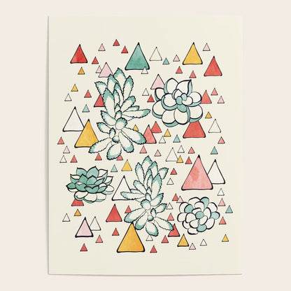 Succulent and triangles seamless pattern Poster Gallery Image 3