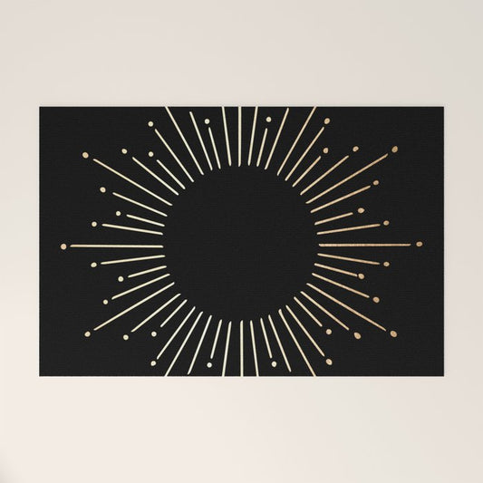 Sunburst Gold Copper Bronze on Black Welcome Mat Gallery Image 1