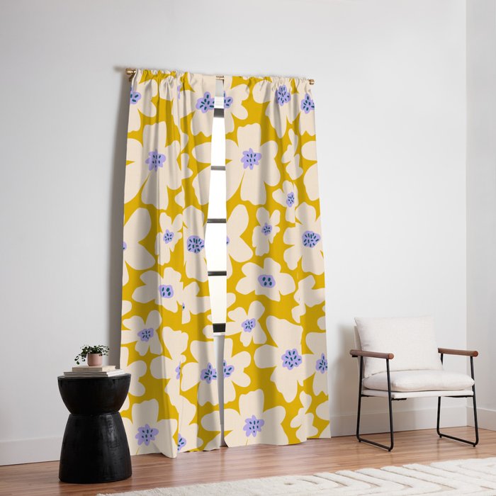Retro Daisy - yellow, white and purple Window Curtain Gallery Image 6