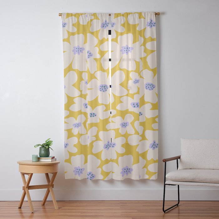 Retro Daisy - yellow, white and purple Window Curtain Gallery Image 13