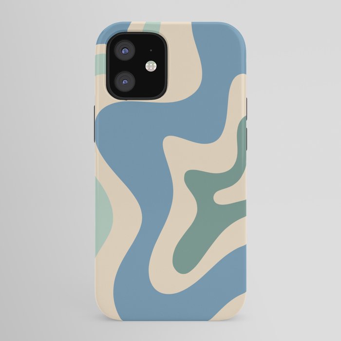 Retro Liquid Swirl Abstract Pattern Blue Aqua Teal Beige iPhone Case Gallery Image 41