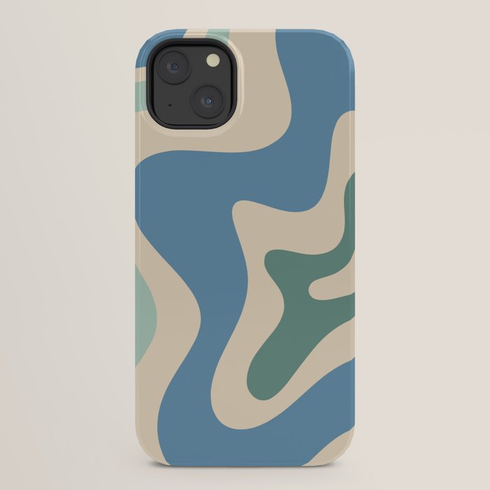 Retro Liquid Swirl Abstract Pattern Blue Aqua Teal Beige iPhone Case Gallery Image 22