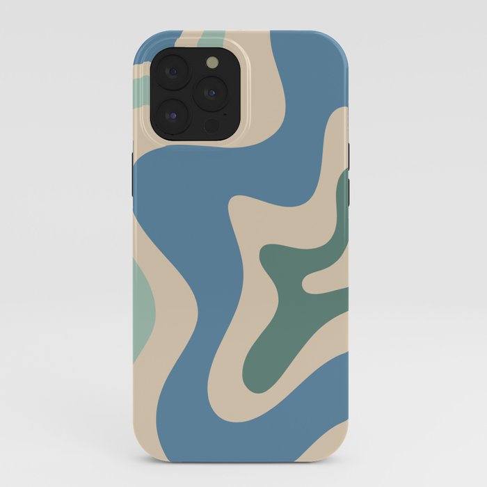 Retro Liquid Swirl Abstract Pattern Blue Aqua Teal Beige iPhone Case Gallery Image 40