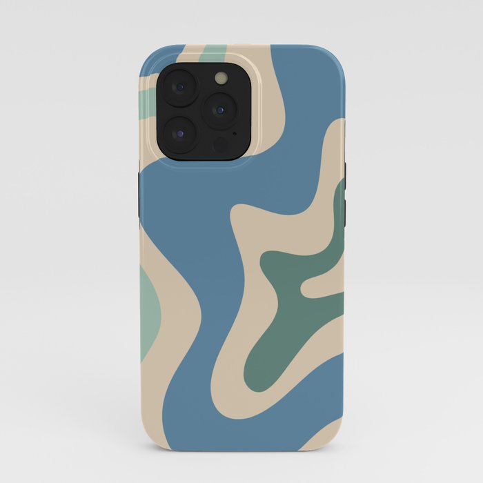 Retro Liquid Swirl Abstract Pattern Blue Aqua Teal Beige iPhone Case Gallery Image 39