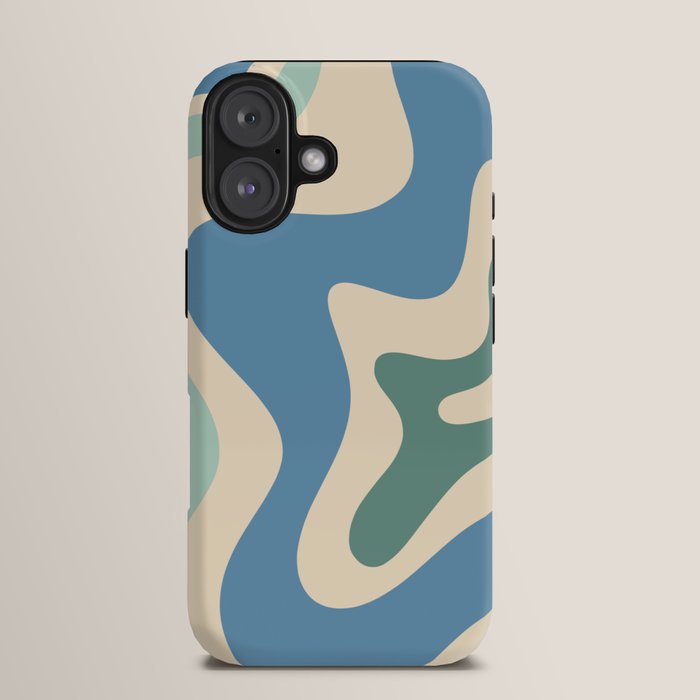 Retro Liquid Swirl Abstract Pattern Blue Aqua Teal Beige iPhone Case Gallery Image 13
