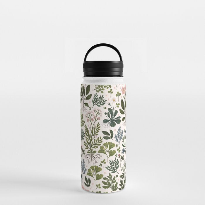 Herbarium ~ vintage inspired botanical art print ~ white Water Bottle Gallery Image 3