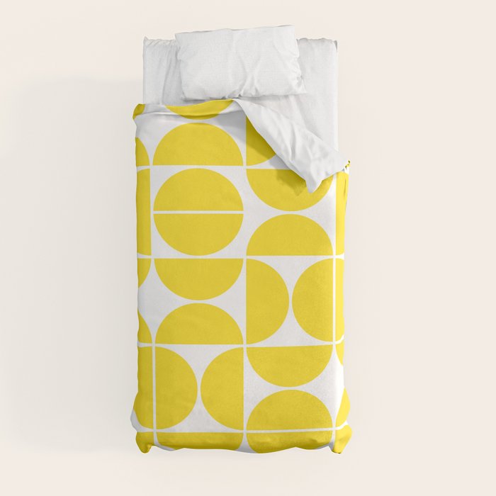 Mid Century Modern Geometric 04 Lemon Yellow Duvet Cover Gallery Image 4