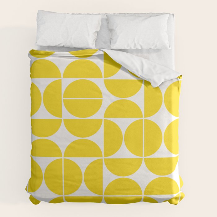 Mid Century Modern Geometric 04 Lemon Yellow Duvet Cover Gallery Image 2