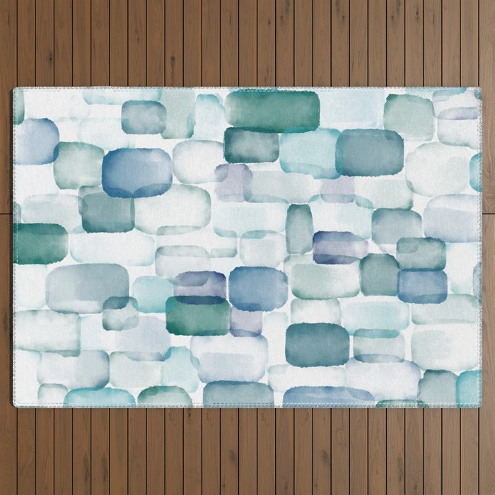 Sea Glass Watercolor Outdoor Rug Gallery Image 3
