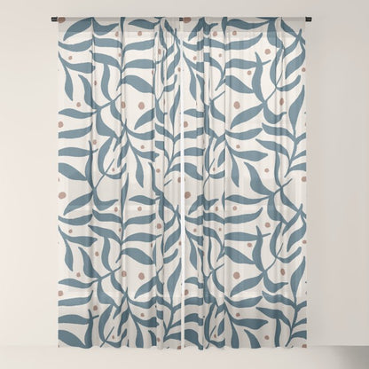 Branches and Berries - Teal and Mocha Window Curtain Gallery Image 22