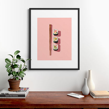 Pink Sushi Rhythm Framed Art Print Gallery Image 7