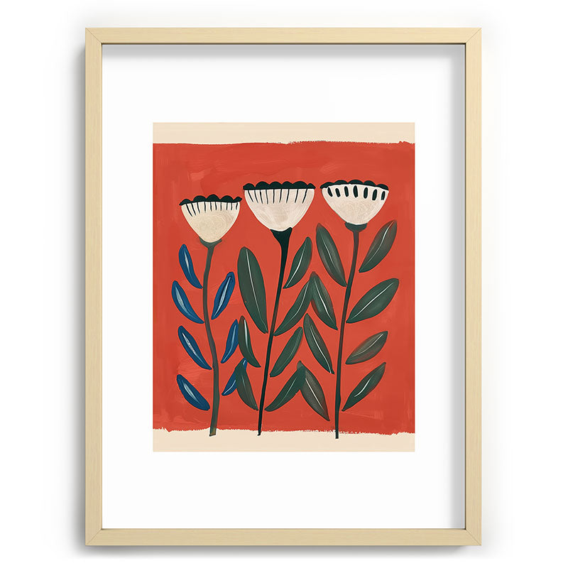 Terracotta Folk Blooms Framed Art Print Gallery Image 72