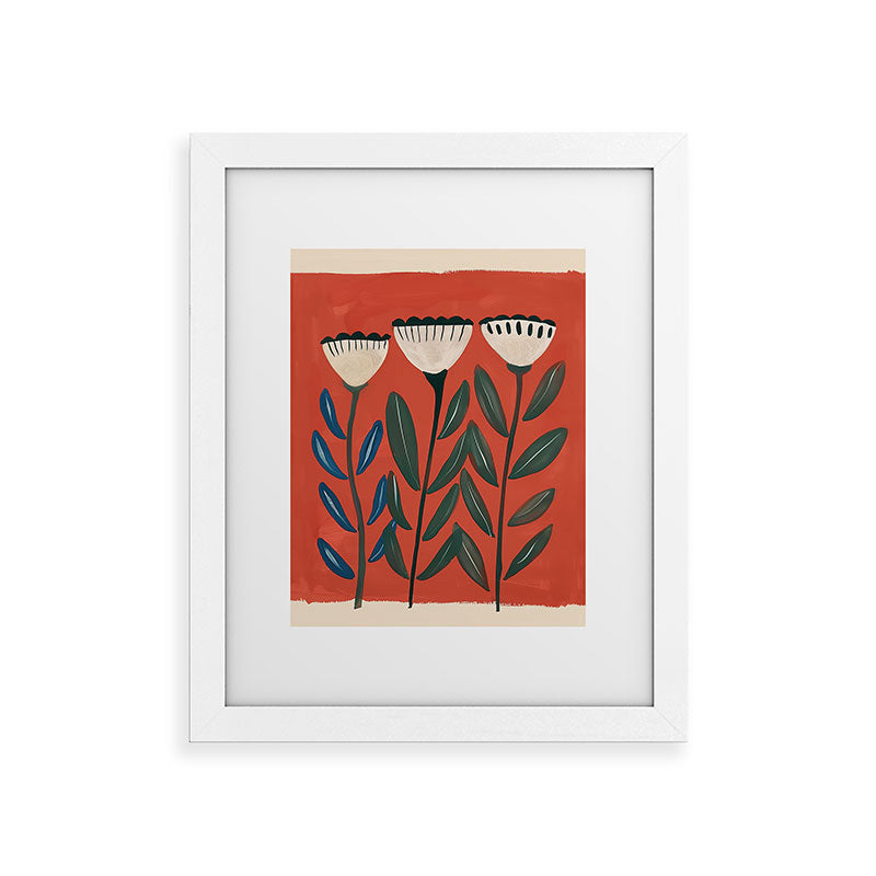 Terracotta Folk Blooms Framed Art Print Gallery Image 55