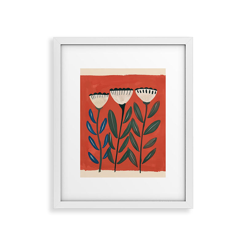 Terracotta Folk Blooms Framed Art Print Gallery Image 22