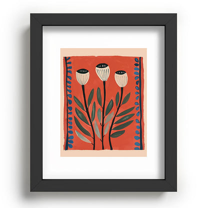 Terracotta Poppy Pod Folk Art Framed Art Print Gallery Image 57
