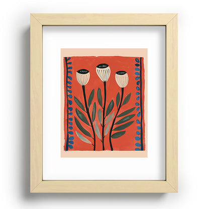 Terracotta Poppy Pod Folk Art Framed Art Print Gallery Image 70
