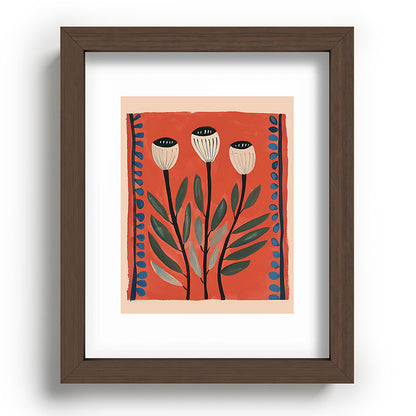 Terracotta Poppy Pod Folk Art Framed Art Print Gallery Image 63