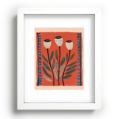 Terracotta Poppy Pod Folk Art Framed Art Print Gallery Image 76