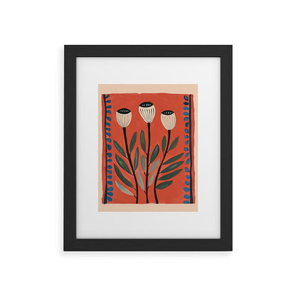 Terracotta Poppy Pod Folk Art Framed Art Print Gallery Image 29