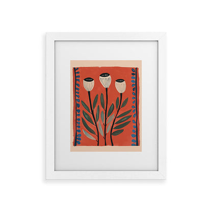 Terracotta Poppy Pod Folk Art Framed Art Print Gallery Image 55