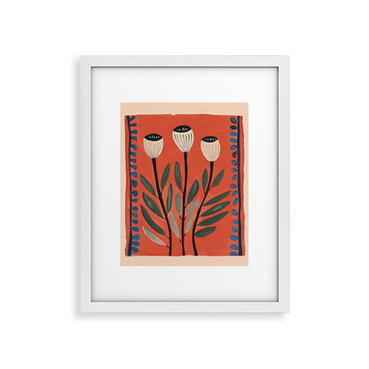 Terracotta Poppy Pod Folk Art Framed Art Print Gallery Image 26