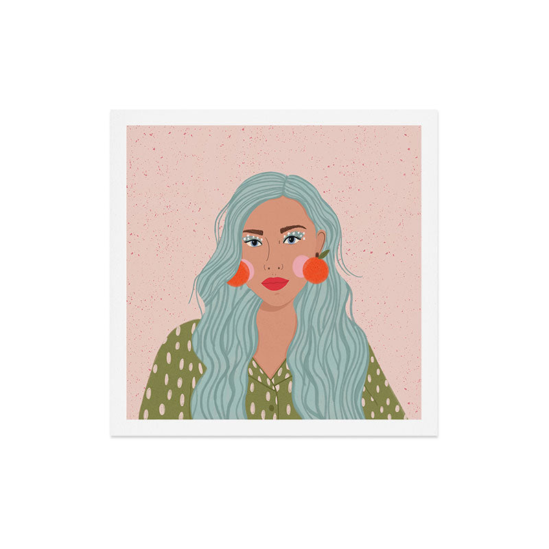 Woman Portrait- Clementines Earrings Art Print Gallery Image 5