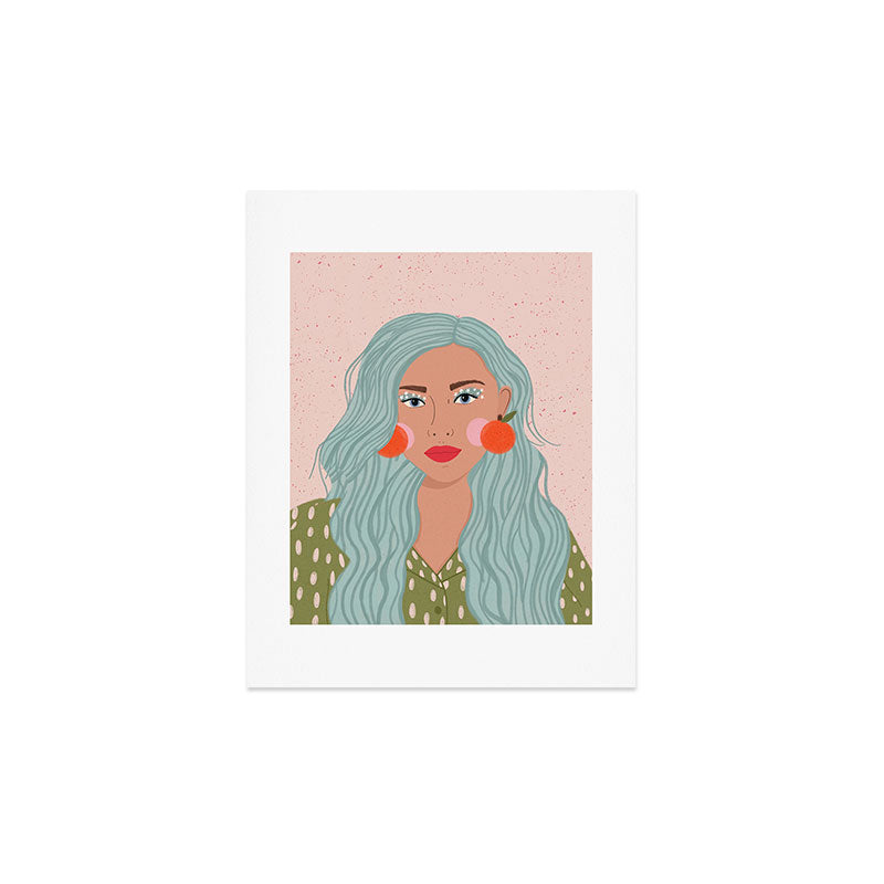 Woman Portrait- Clementines Earrings Art Print Gallery Image 4