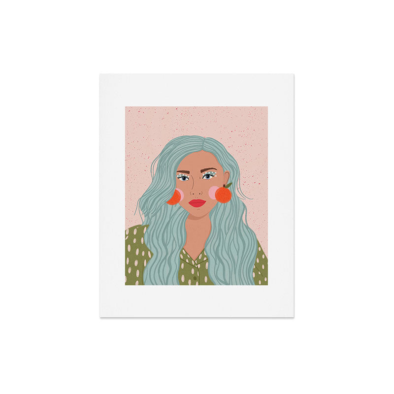 Woman Portrait- Clementines Earrings Art Print Gallery Image 6