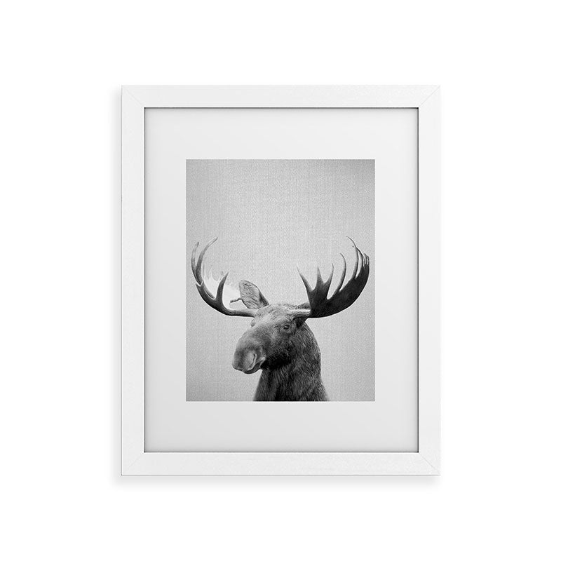 Moose - Black & White Framed Art Print Gallery Image 75