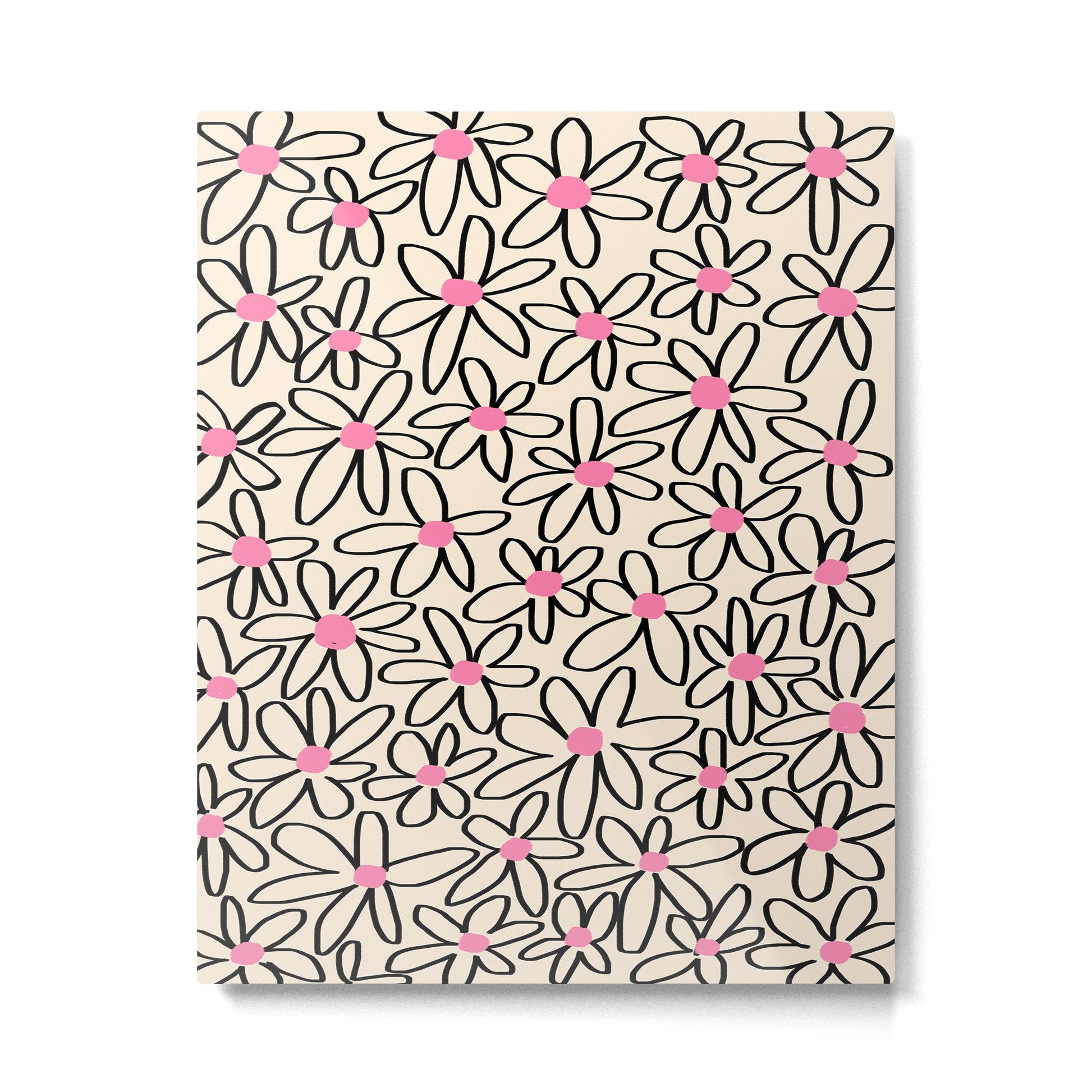 Joyful Flower Lines - b/w pink Metal Print Gallery Image 4
