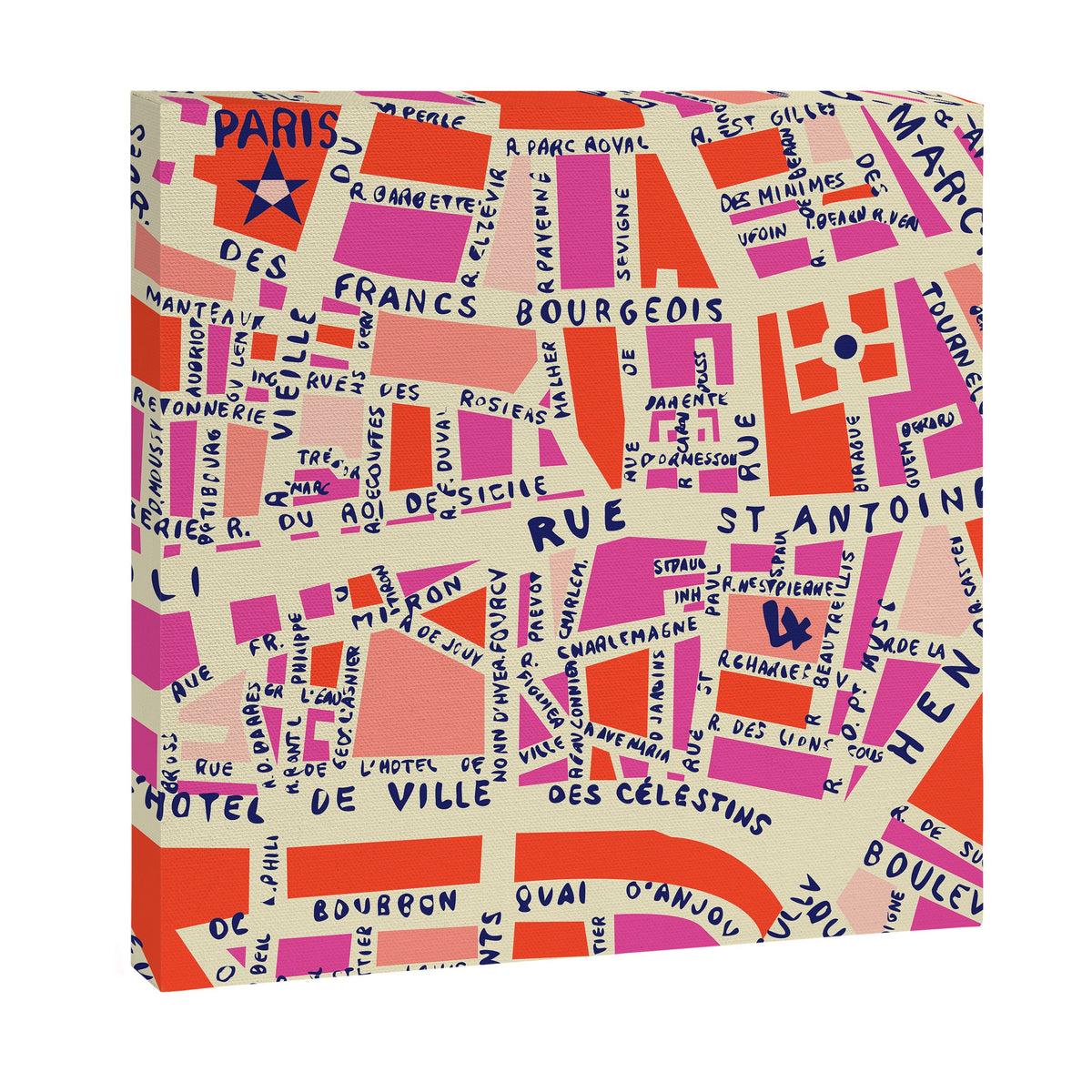 paris map pink Canvas Print Gallery Image 2