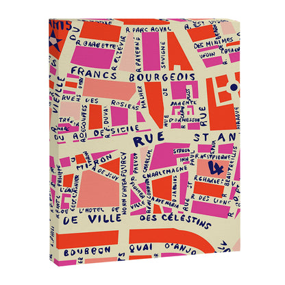 paris map pink Canvas Print Gallery Image 4