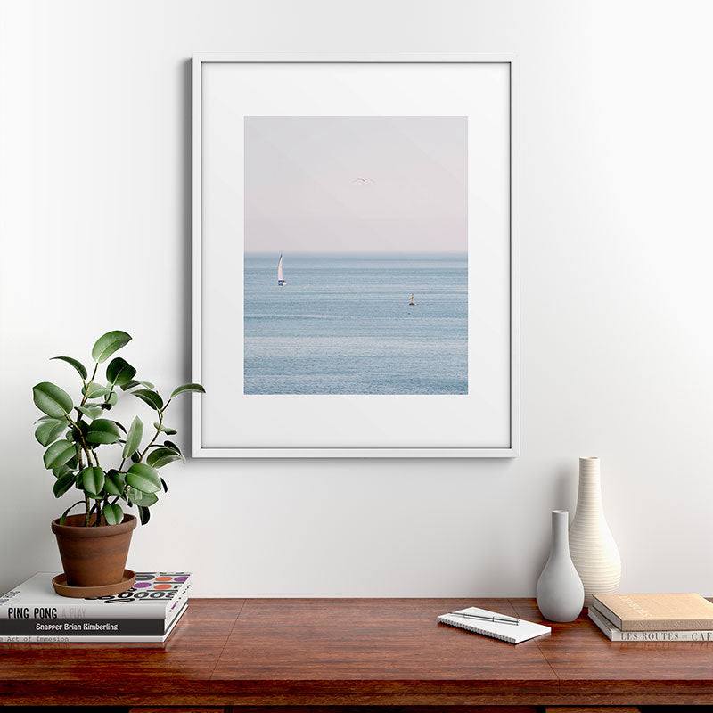Ocean - Sail boat in calm sea - travel photography Framed Art Print Gallery Image 28