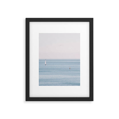 Ocean - Sail boat in calm sea - travel photography Framed Art Print Gallery Image 1