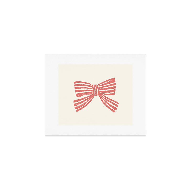 Pink Stripe Bow Ribbon Art Print Gallery Image 1