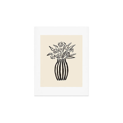 Stripe Flower Vase - Black and White Art Print Gallery Image 2