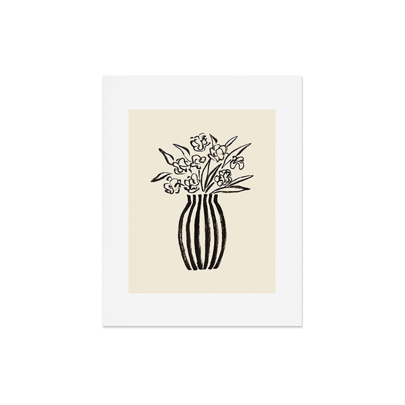 Stripe Flower Vase - Black and White Art Print Gallery Image 4