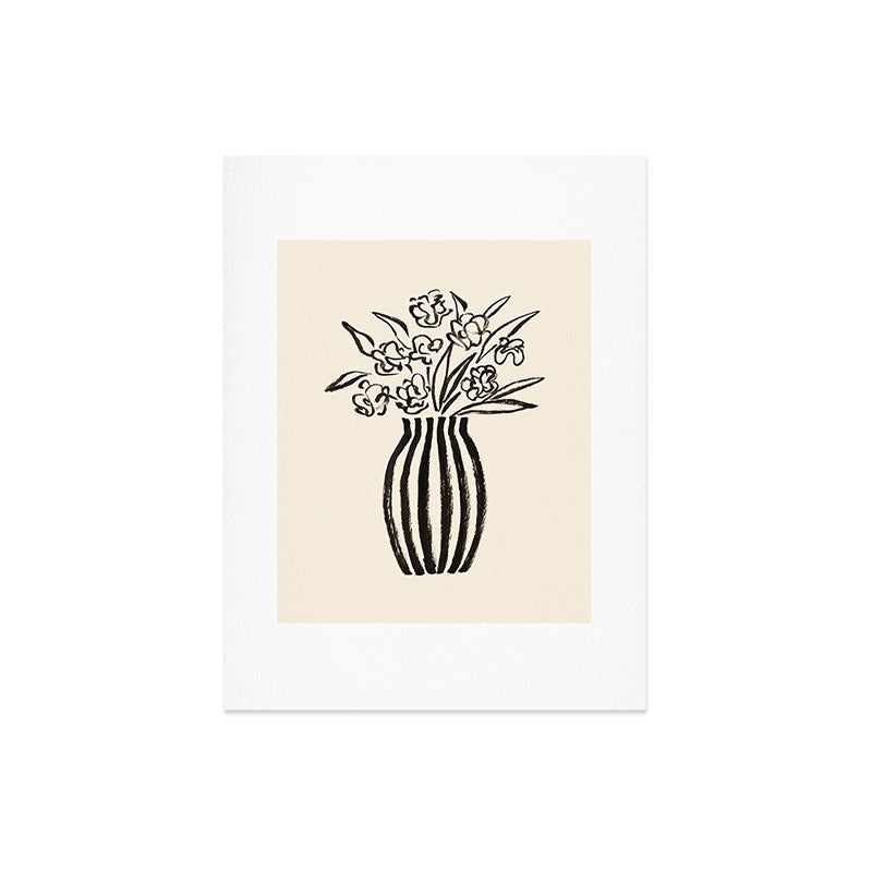 Stripe Flower Vase - Black and White Art Print Gallery Image 6