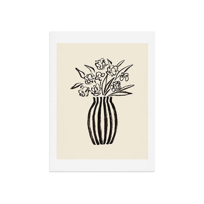 Stripe Flower Vase - Black and White Art Print Gallery Image 7