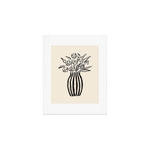 Stripe Flower Vase - Black and White Art Print Gallery Image 1