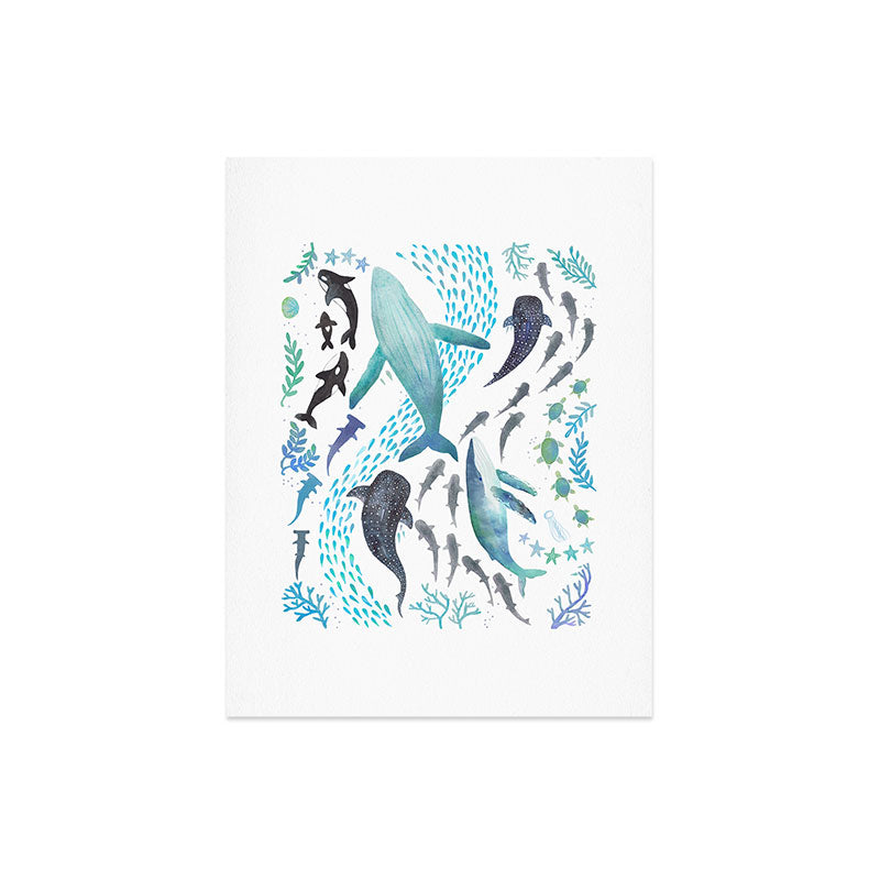 Sharks, Humpback Whales, Orcas & Turtles Ocean Play Print Art Print Gallery Image 8
