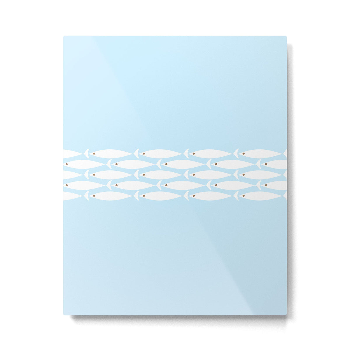 Coastal Minimalist Mid Century Modern Fish in Cool Light Blue White Brown Metal Print Gallery Image 6