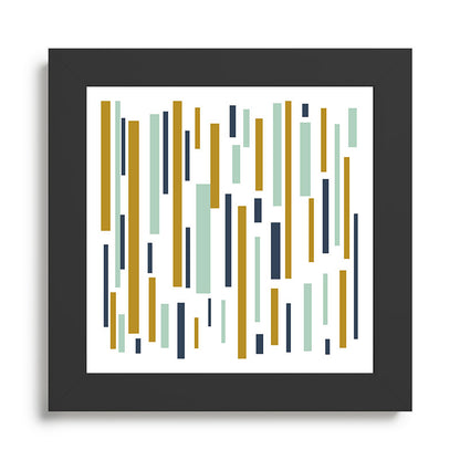 Interrupted Lines Mid-Century Modern Minimalist Pattern in Navy Blue, Teal Mint, Gold Mustard, White Framed Art Print Gallery Image 46