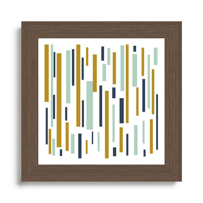Interrupted Lines Mid-Century Modern Minimalist Pattern in Navy Blue, Teal Mint, Gold Mustard, White Framed Art Print Gallery Image 57